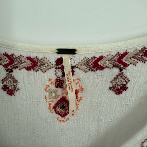 Free People Arianna Embroidered Tunic Top /mini Dress Size Medium Women’s White - Picture 9 of 13